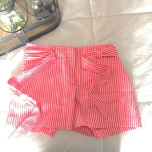 The Loft’s pink and white striped tie-up shorts